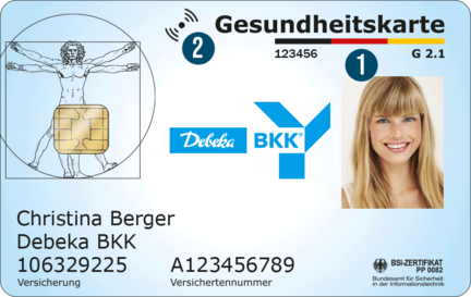 Vorderseite einer Versichertenkarte.