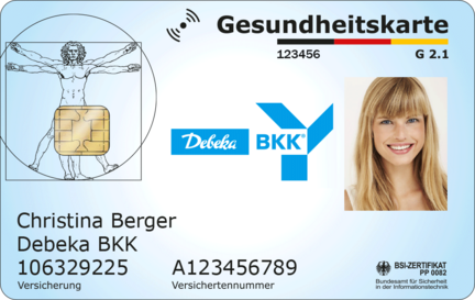 Vorderseite einer Versichertenkarte.