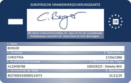 Rückseite einer Versichertenkarte.